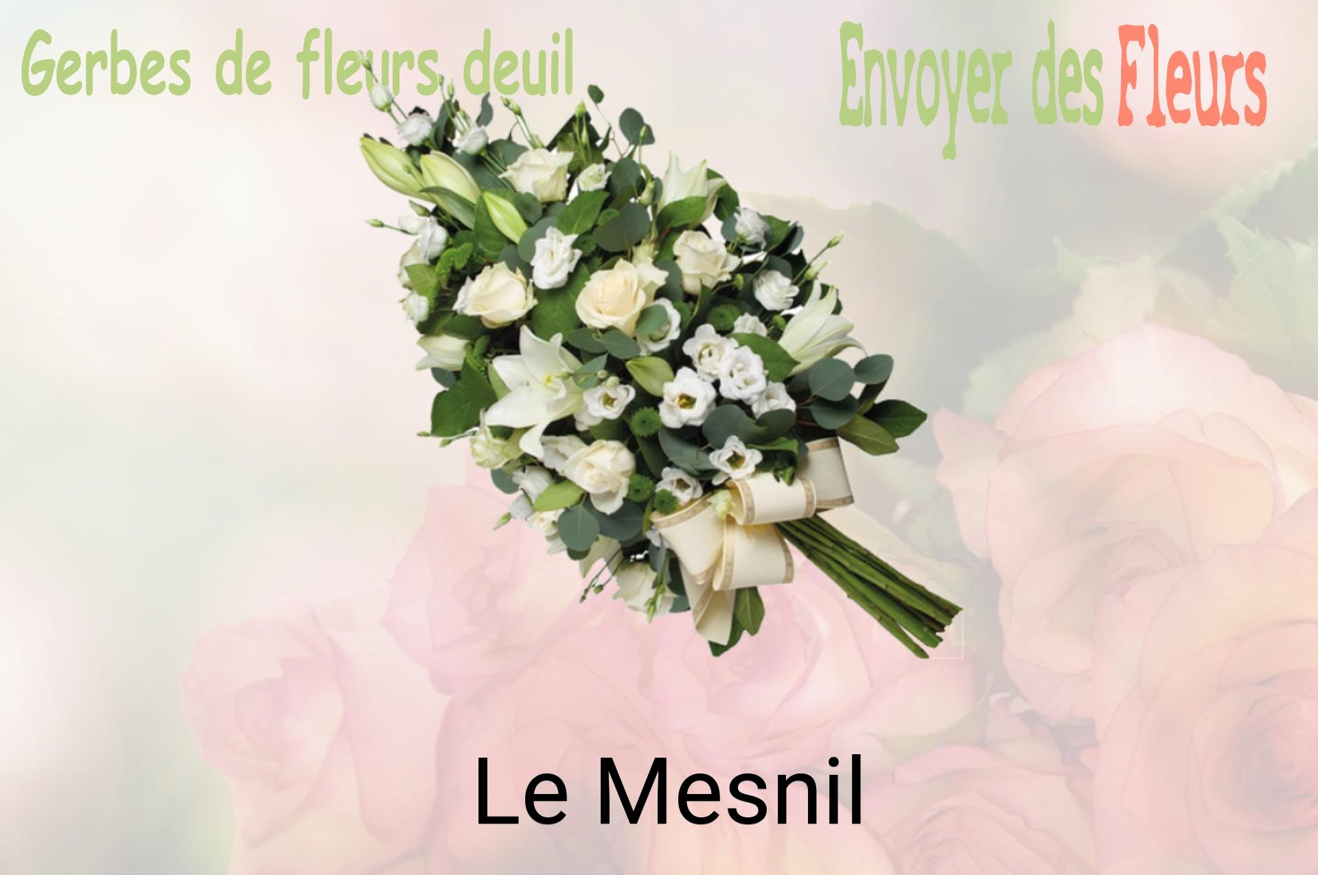 Gerbe de fleurs de deuil livrée à Le Mesnil